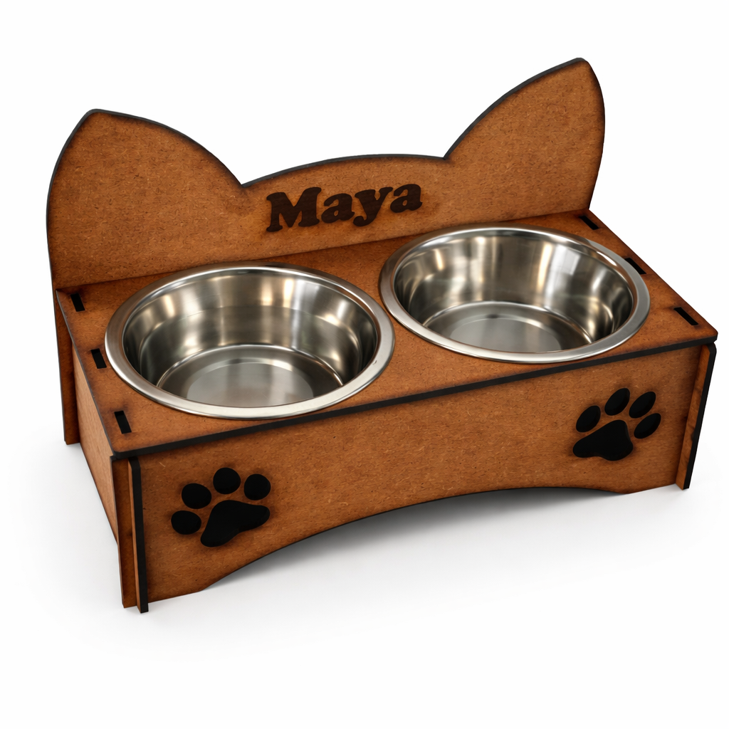Comedero Elevado Perro Personalizado con Nombre - Modelo Mía