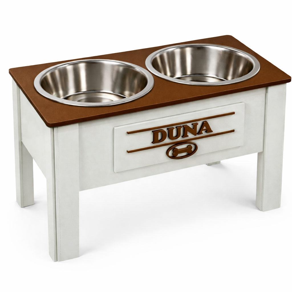 Comedero Elevado Perro Personalizado con Nombre - Modelo Sintonía