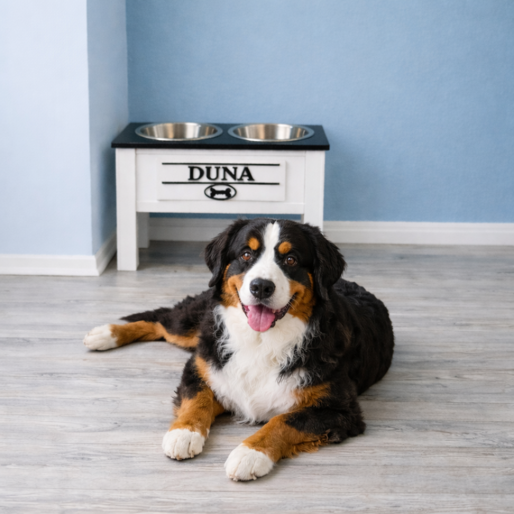 Comedero Elevado Perro Personalizado con Nombre - Modelo Sintonía