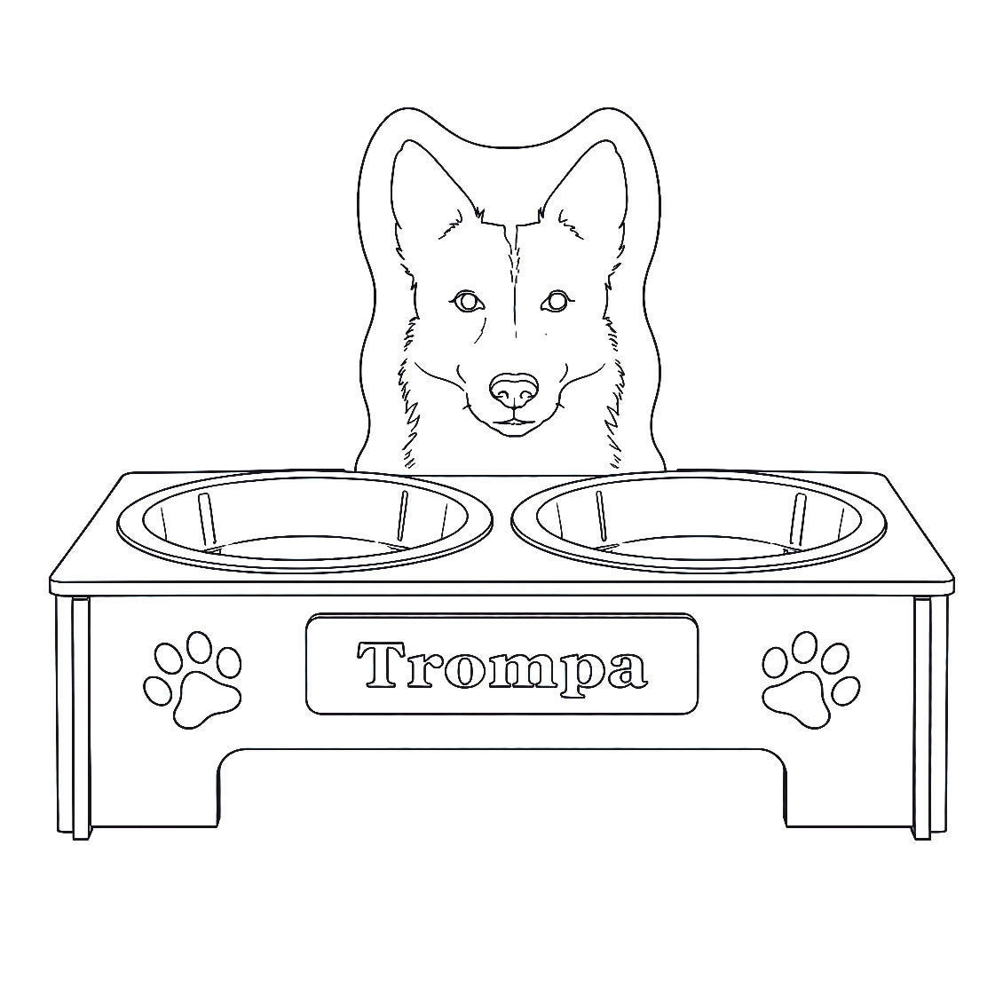 Comedero Elevado Perro Personalizado con Nombre - Modelo Foto