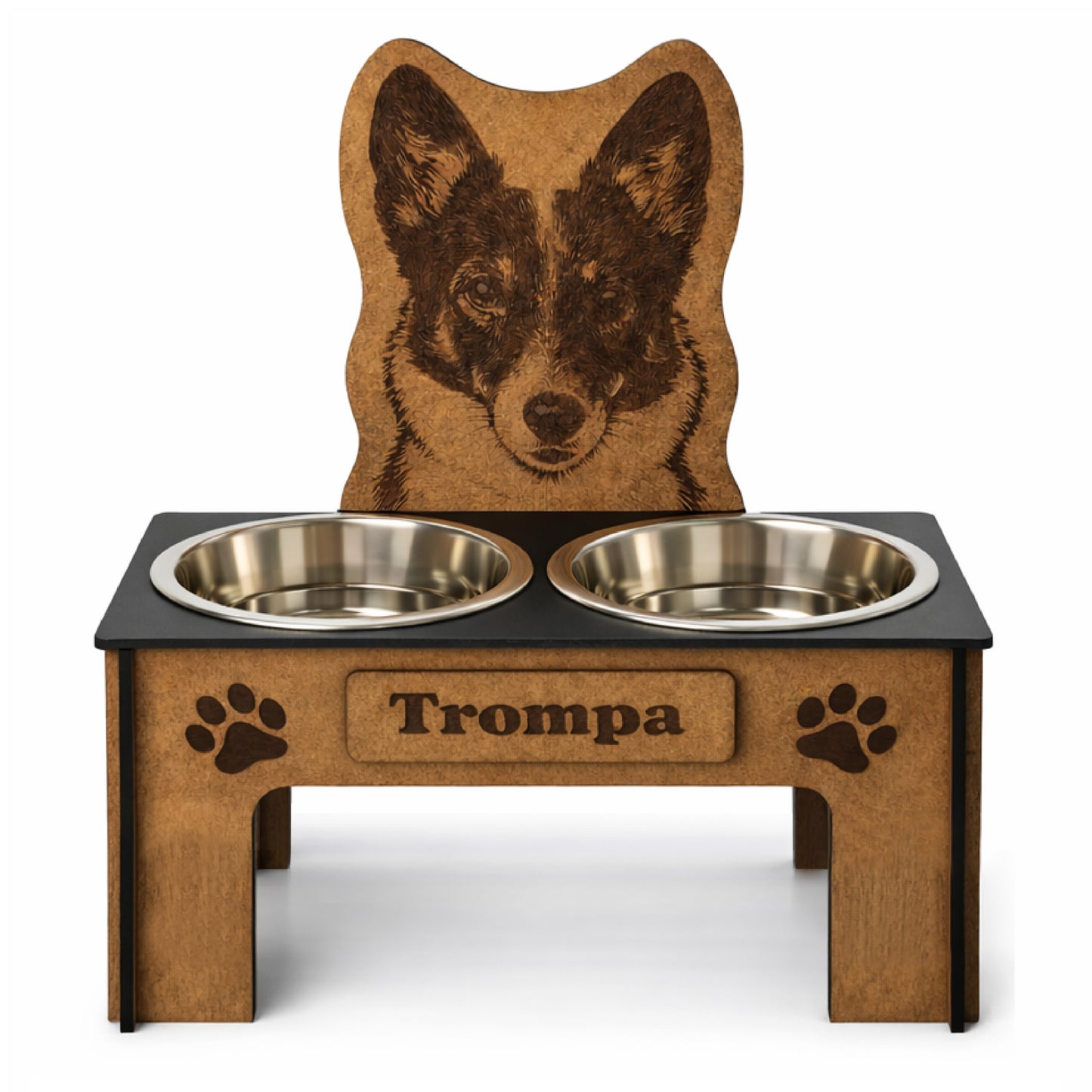 Comedero Elevado Perro Personalizado con Nombre - Modelo Foto