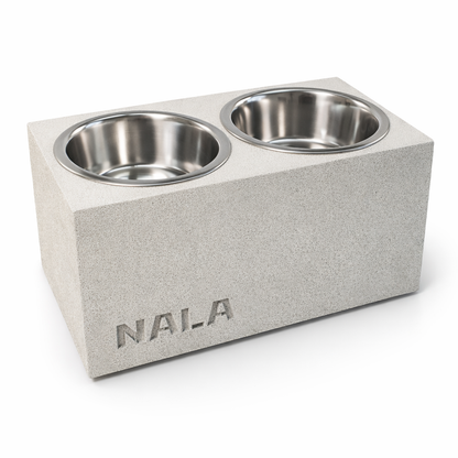 Comedero Elevado Perro Personalizado con Nombre y Luz LED - Modelo Stone