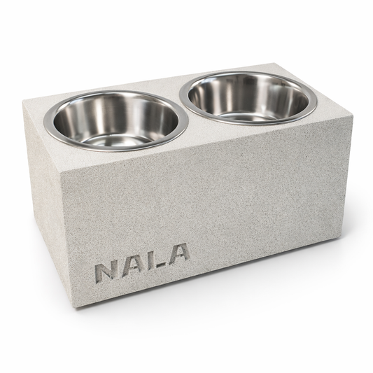 Comedero elevado perro personalizado con nombre, Modelo Stone