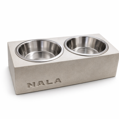 Comedero Elevado Perro Personalizado con Nombre y Luz LED - Modelo Stone