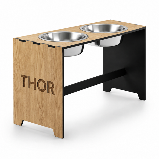 Comederos elevados para perros grandes y gigantes con nombre - Modelo Coloso
