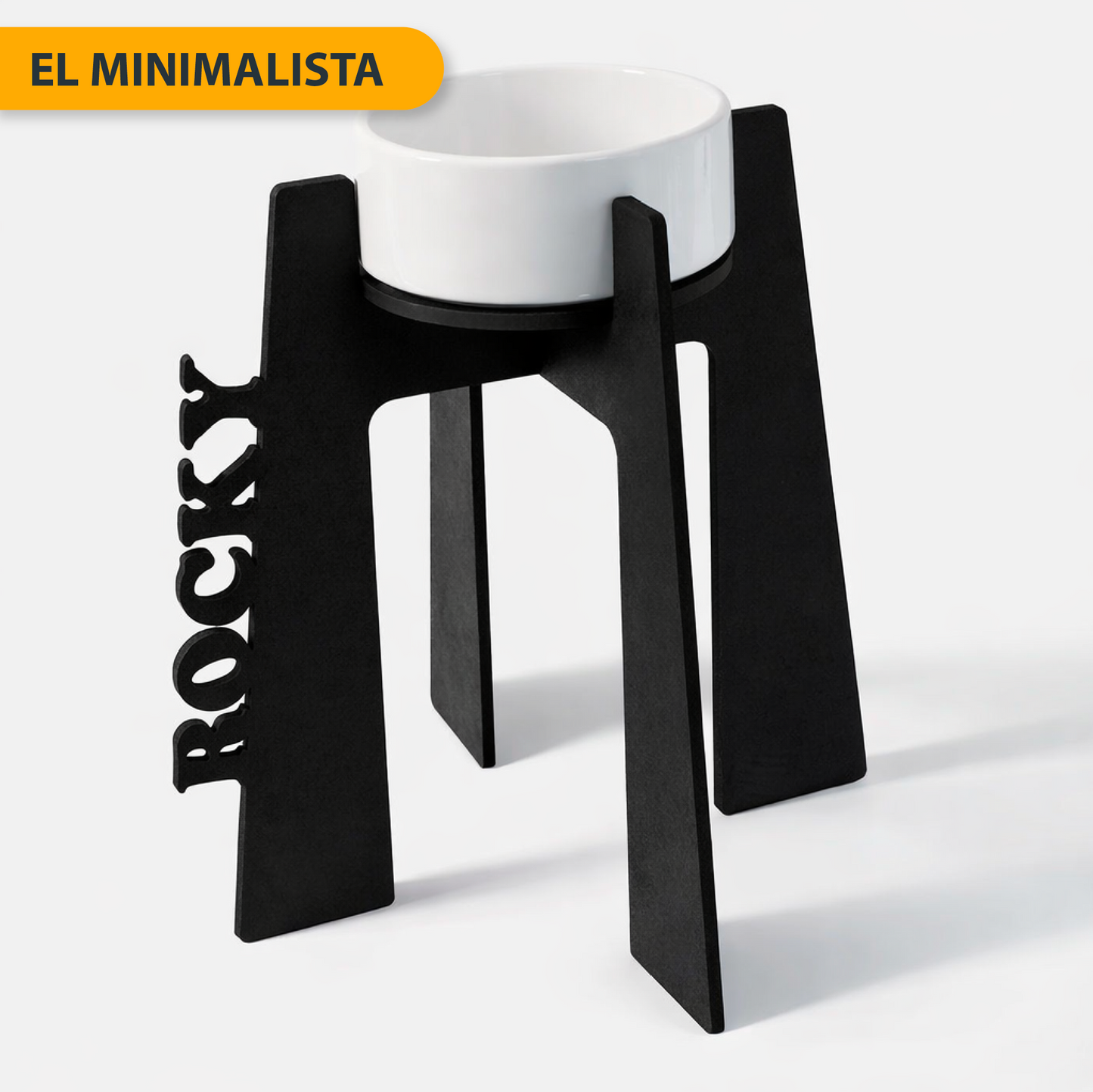Comedero Elevado Perro Personalizado con Nombre y Bol de Cerámica - Modelo Origen