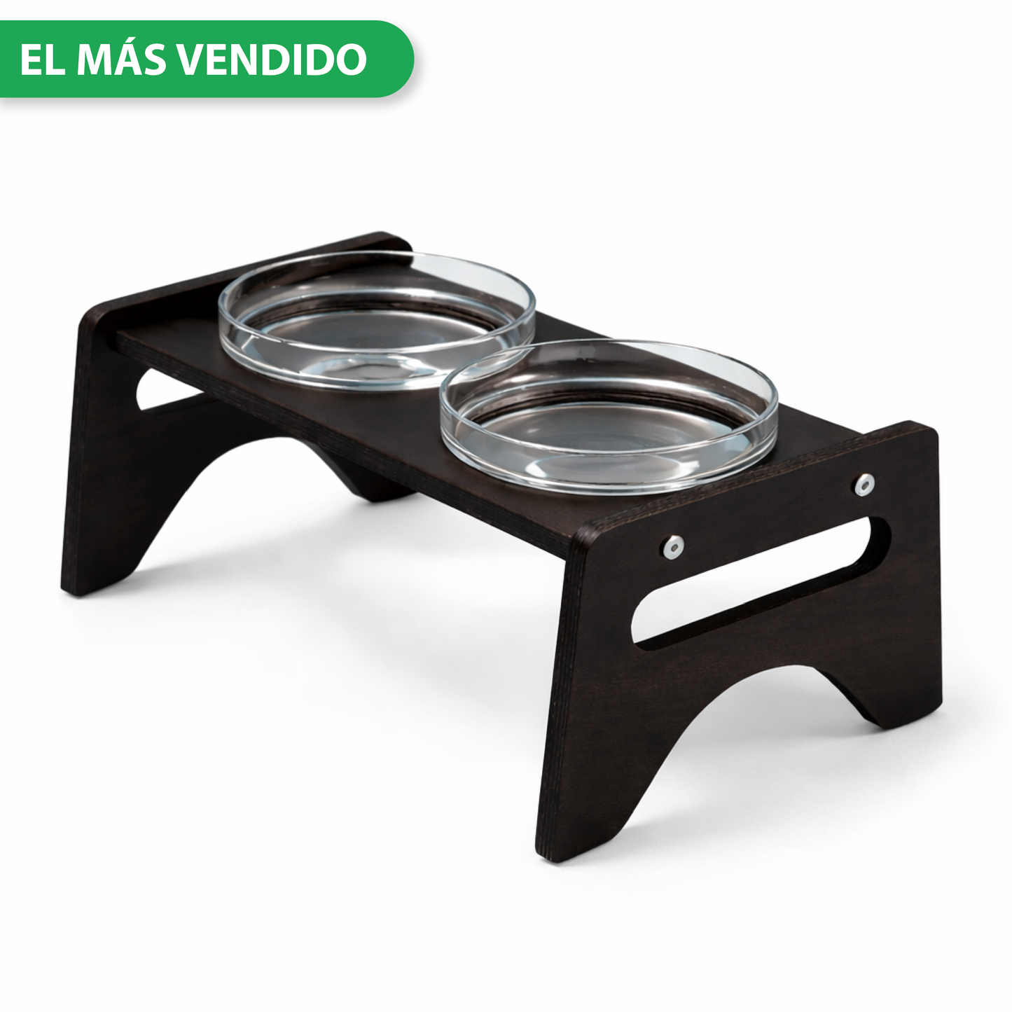 Comedero Elevado Perro Personalizado con Nombre y Boles de Vidrio - Modelo Faro