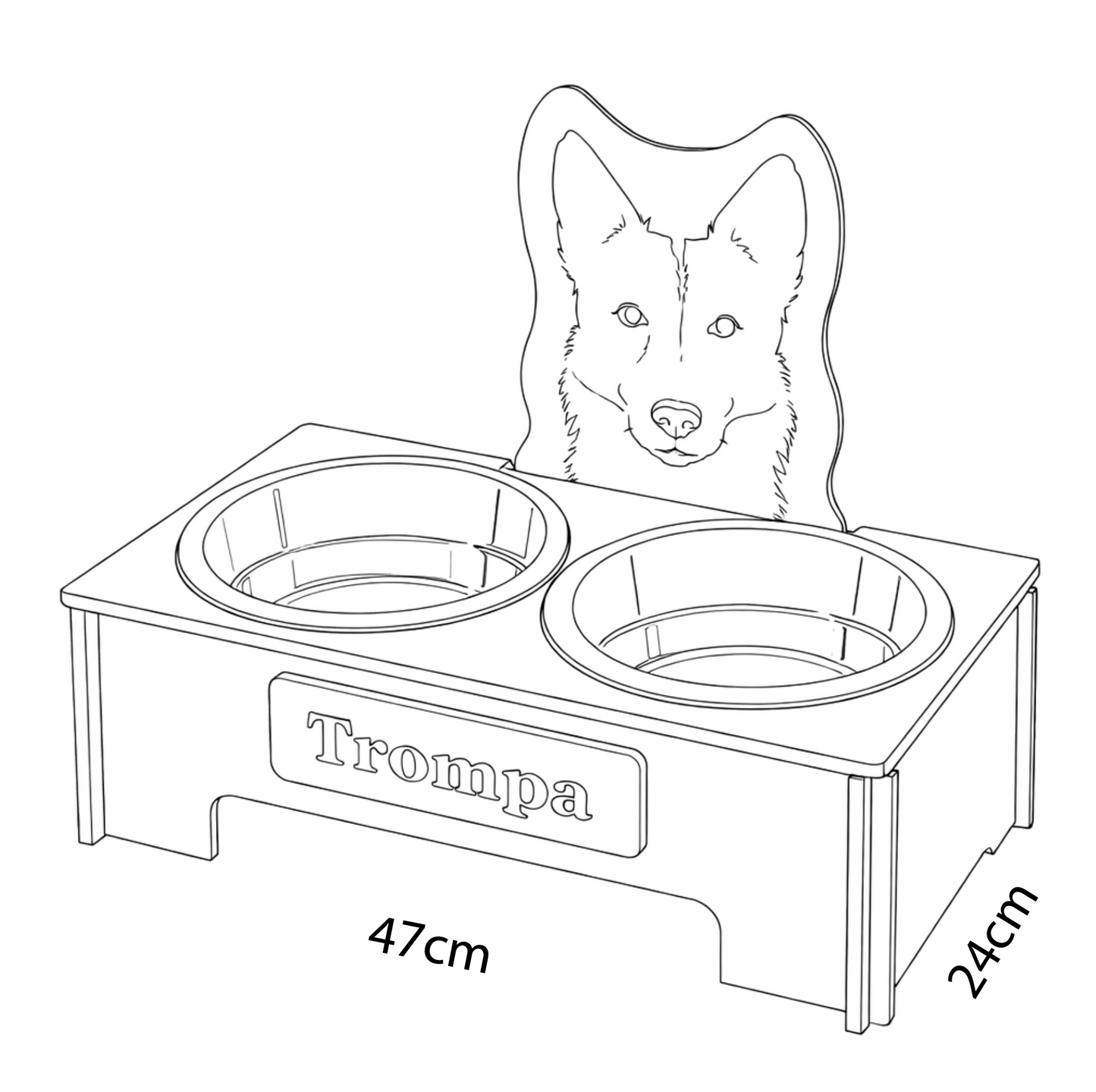 Comedero Elevado Perro Personalizado con Nombre - Modelo Foto