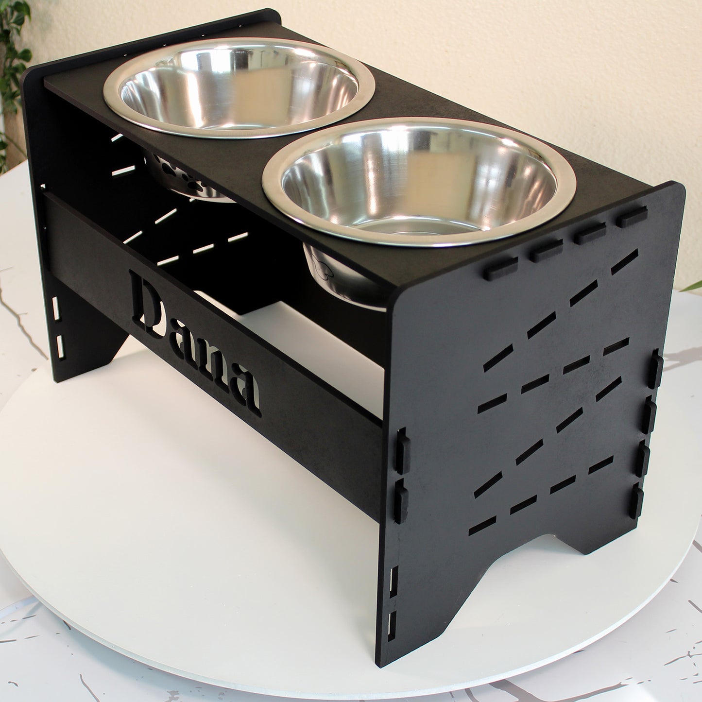Comedero Elevado Perro Personalizado con Nombre Regulable 5 Alturas - Modelo Umbral