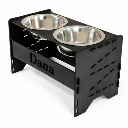 Comedero Elevado Perro Personalizado con Nombre Regulable 5 Alturas - Modelo Umbral