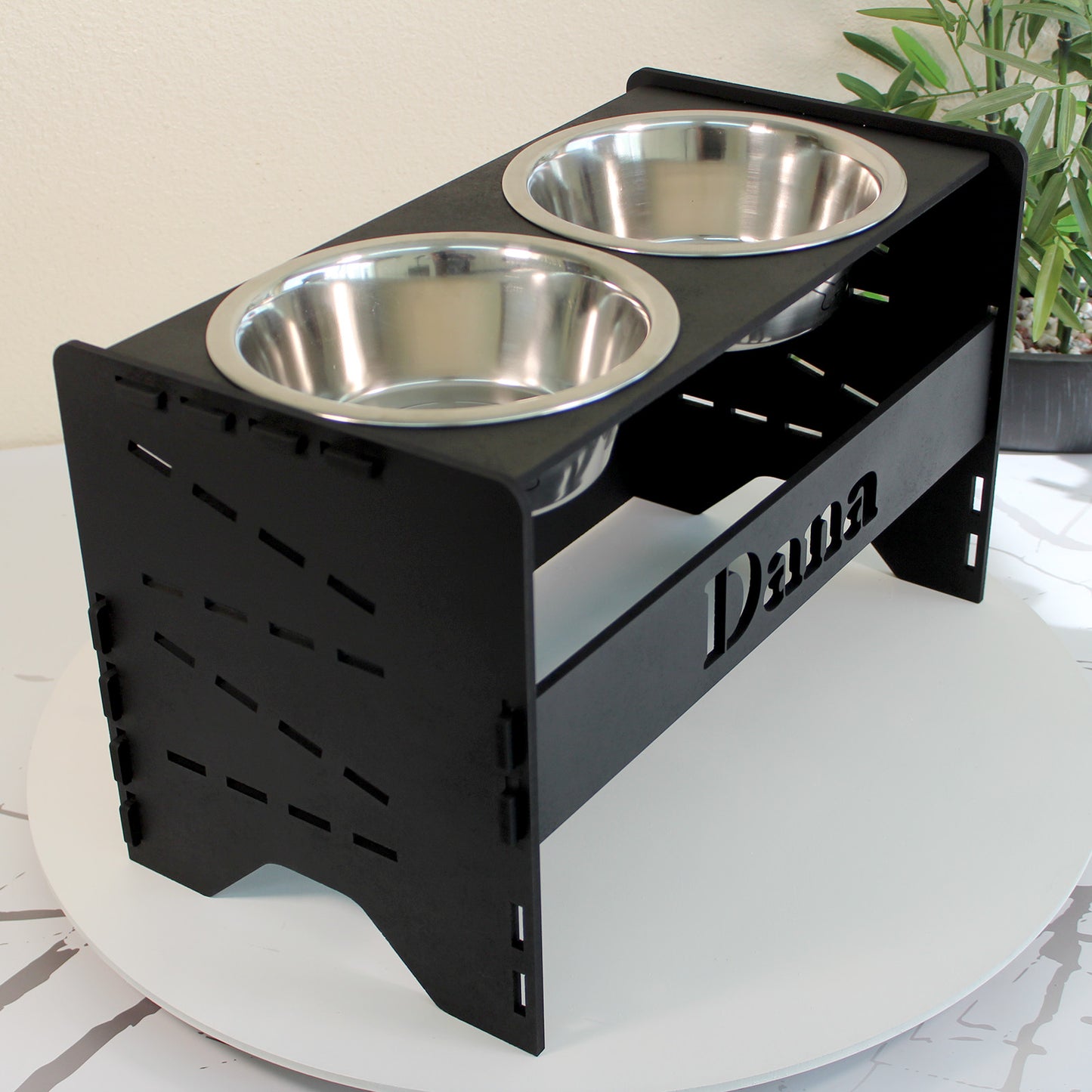 Comedero Elevado Perro Personalizado con Nombre Regulable 5 Alturas - Modelo Umbral