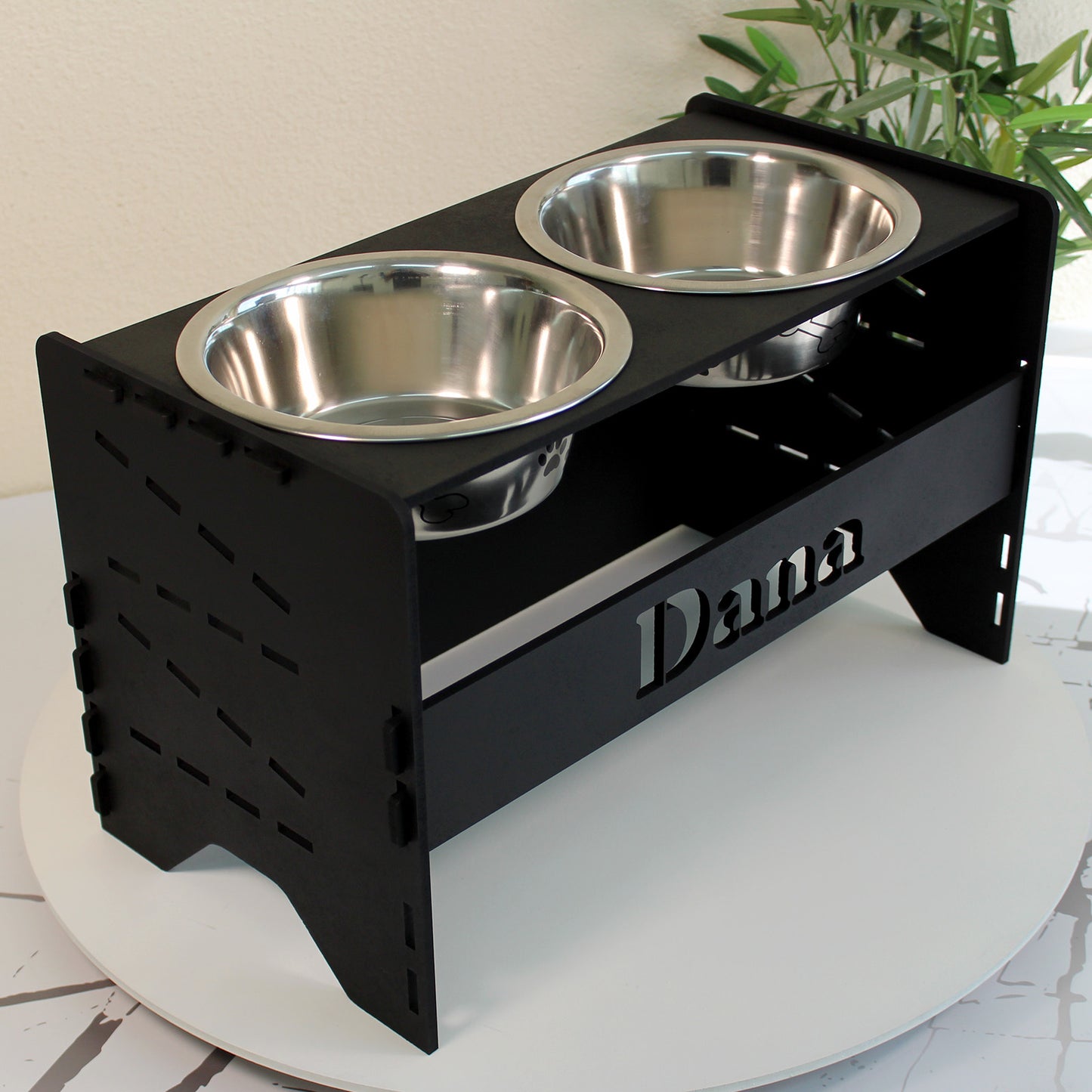 Comedero Elevado Perro Personalizado con Nombre Regulable 5 Alturas - Modelo Umbral
