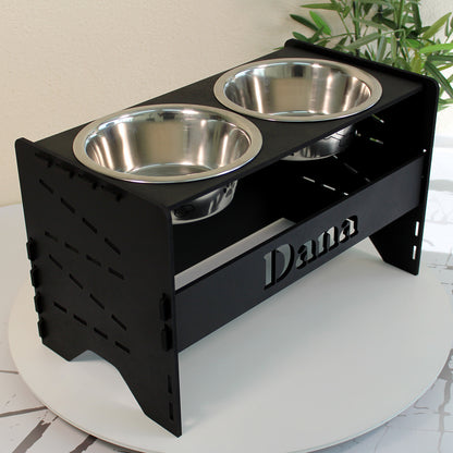 Comedero Elevado Perro Personalizado con Nombre Regulable 5 Alturas - Modelo Umbral