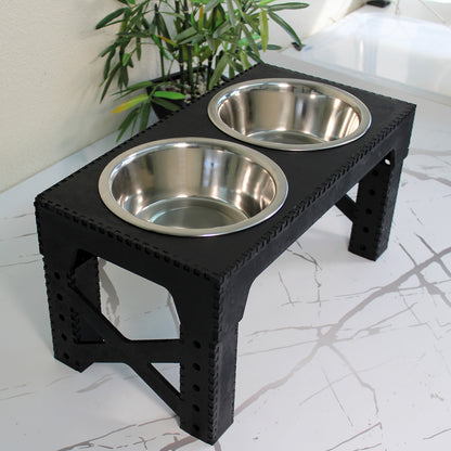 Comedero Elevado Perro Personalizado con Nombre y Patas Regulables hasta 41,8 cm - Modelo Trama