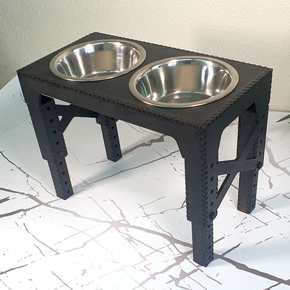 Comedero Elevado Perro Personalizado con Nombre y Patas Regulables hasta 41,8 cm - Modelo Trama