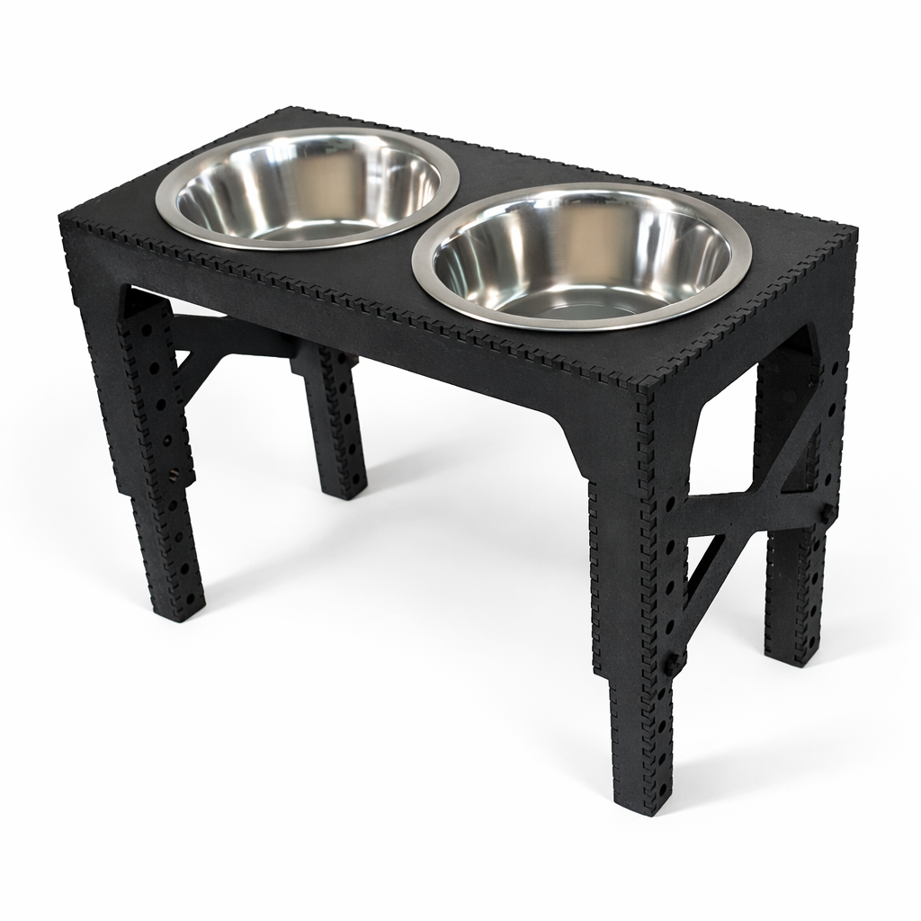 Comedero Elevado Perro Personalizado con Nombre y Patas Regulables hasta 41,8 cm - Modelo Trama