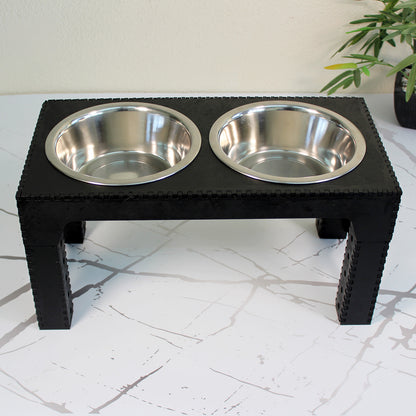 Comedero Elevado Perro Personalizado con Nombre y Patas Regulables hasta 41,8 cm - Modelo Trama
