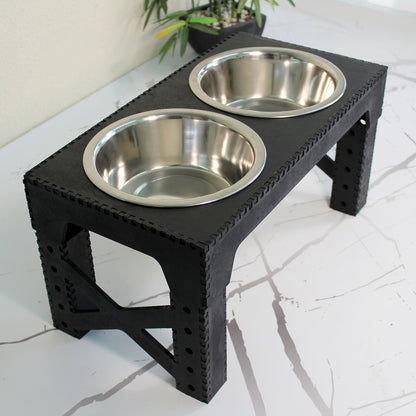 Comedero Elevado Perro Personalizado con Nombre y Patas Regulables hasta 41,8 cm - Modelo Trama