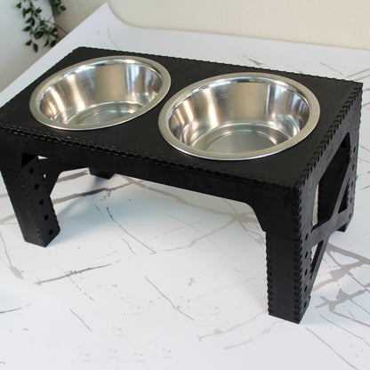 Comedero Elevado Perro Personalizado con Nombre y Patas Regulables hasta 41,8 cm - Modelo Trama