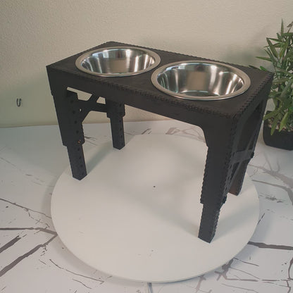 Comedero Elevado Perro Personalizado con Nombre y Patas Regulables hasta 41,8 cm - Modelo Trama