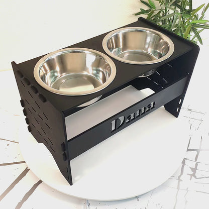 Comedero Elevado Perro Personalizado con Nombre Regulable 5 Alturas - Modelo Umbral